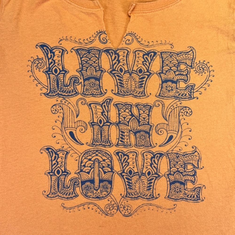 Lucky Tees Shirt Women's Small Western Live In Love Orange T-Shirt‎ Short Sleeve